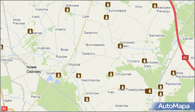 mapa Wola Chruścińska, Wola Chruścińska na mapie Targeo