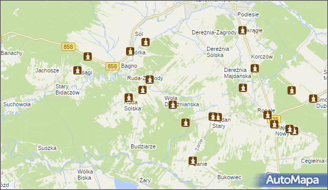 mapa Wola Dereźniańska, Wola Dereźniańska na mapie Targeo