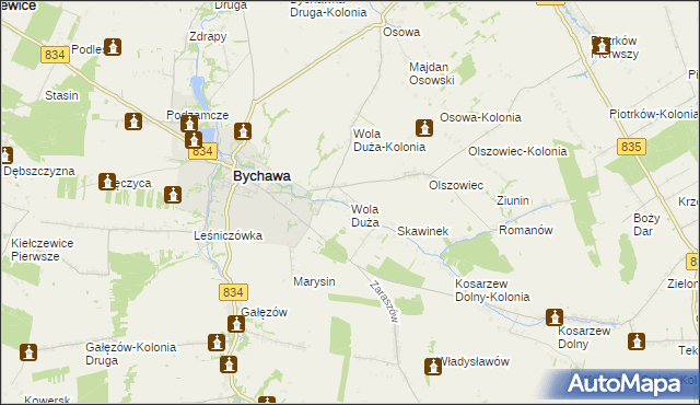 mapa Wola Duża gmina Bychawa, Wola Duża gmina Bychawa na mapie Targeo