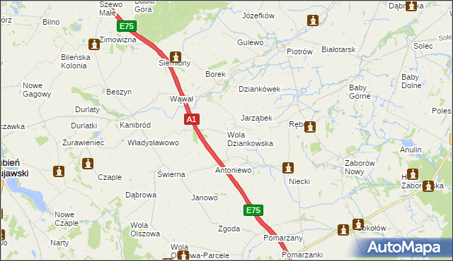 mapa Wola Dziankowska, Wola Dziankowska na mapie Targeo