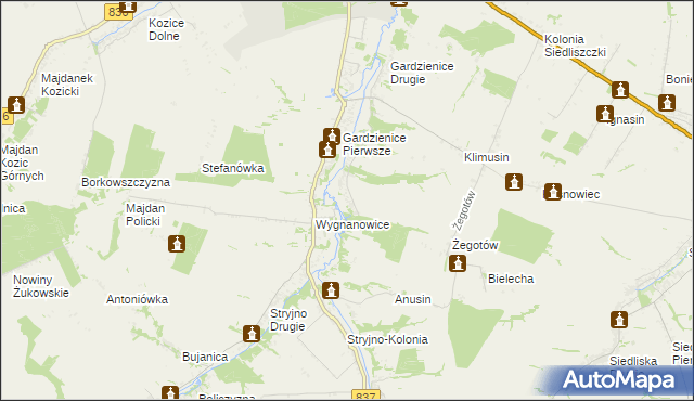 mapa Wola Gardzienicka, Wola Gardzienicka na mapie Targeo