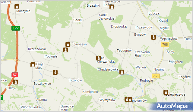 mapa Wola Knyszyńska, Wola Knyszyńska na mapie Targeo