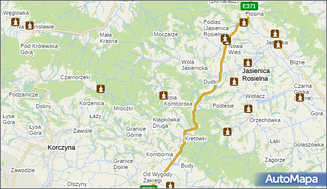 mapa Wola Komborska, Wola Komborska na mapie Targeo