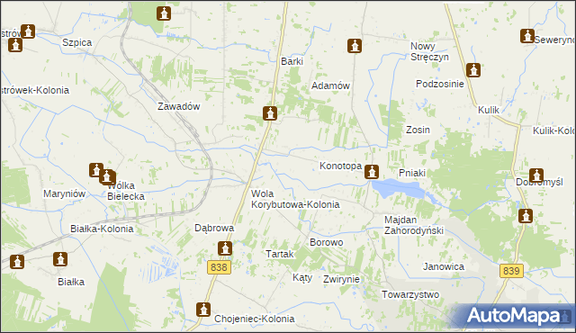 mapa Wola Korybutowa Druga, Wola Korybutowa Druga na mapie Targeo