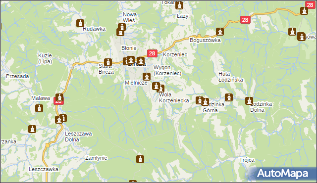 mapa Wola Korzeniecka, Wola Korzeniecka na mapie Targeo