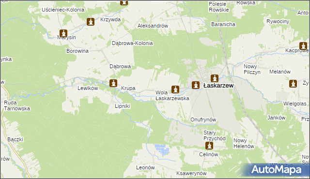 mapa Wola Łaskarzewska, Wola Łaskarzewska na mapie Targeo