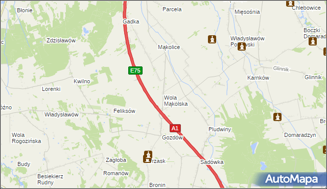 mapa Wola Mąkolska, Wola Mąkolska na mapie Targeo