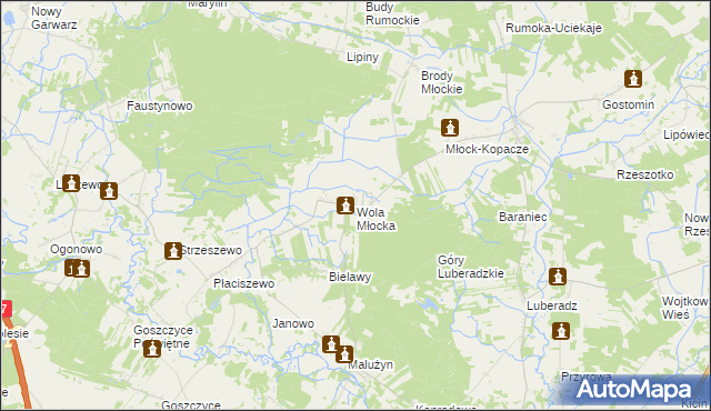 mapa Wola Młocka, Wola Młocka na mapie Targeo