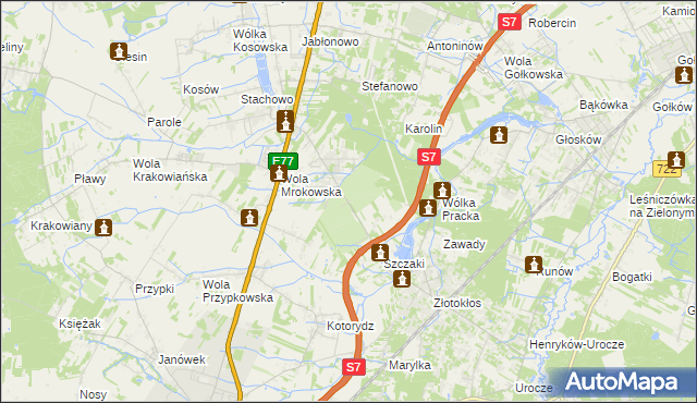 mapa Wola Mrokowska, Wola Mrokowska na mapie Targeo