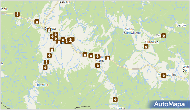 mapa Wola Niżna, Wola Niżna na mapie Targeo