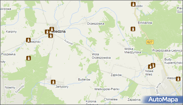 mapa Wola Orzeszowska, Wola Orzeszowska na mapie Targeo