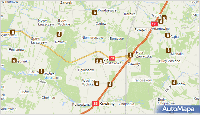 mapa Wola Pękoszewska, Wola Pękoszewska na mapie Targeo