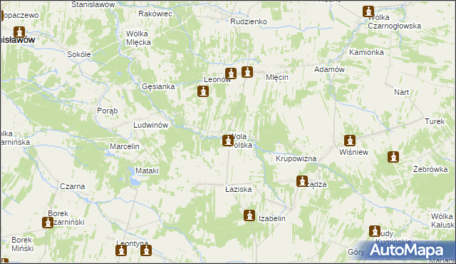 mapa Wola Polska gmina Jakubów, Wola Polska gmina Jakubów na mapie Targeo