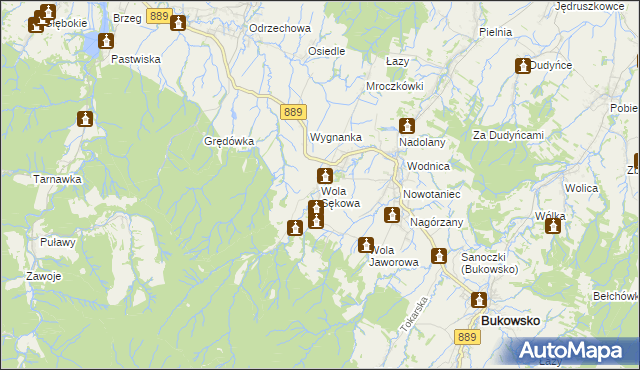 mapa Wola Sękowa, Wola Sękowa na mapie Targeo