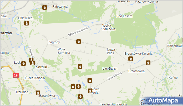 mapa Wola Sernicka-Kolonia, Wola Sernicka-Kolonia na mapie Targeo