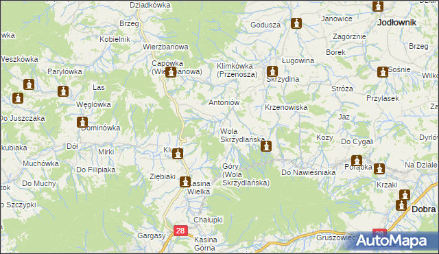 mapa Wola Skrzydlańska, Wola Skrzydlańska na mapie Targeo