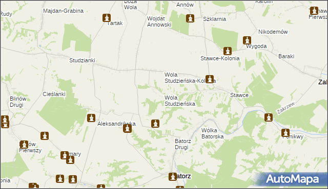 mapa Wola Studzieńska, Wola Studzieńska na mapie Targeo