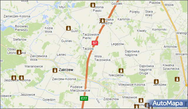 mapa Wola Taczowska, Wola Taczowska na mapie Targeo