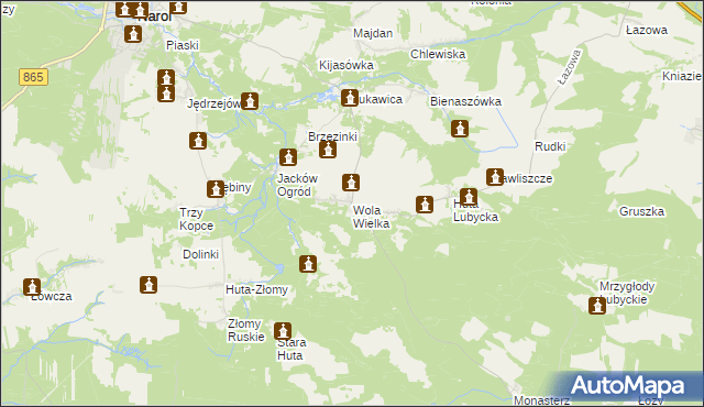 mapa Wola Wielka gmina Narol, Wola Wielka gmina Narol na mapie Targeo