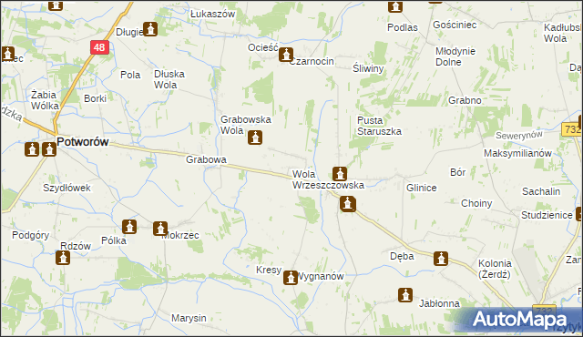 mapa Wola Wrzeszczowska, Wola Wrzeszczowska na mapie Targeo