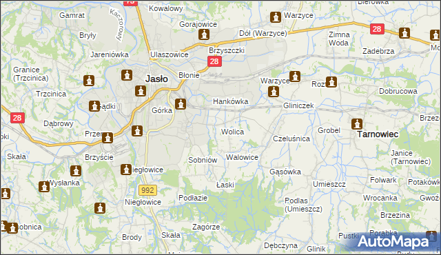 mapa Wolica gmina Jasło, Wolica gmina Jasło na mapie Targeo