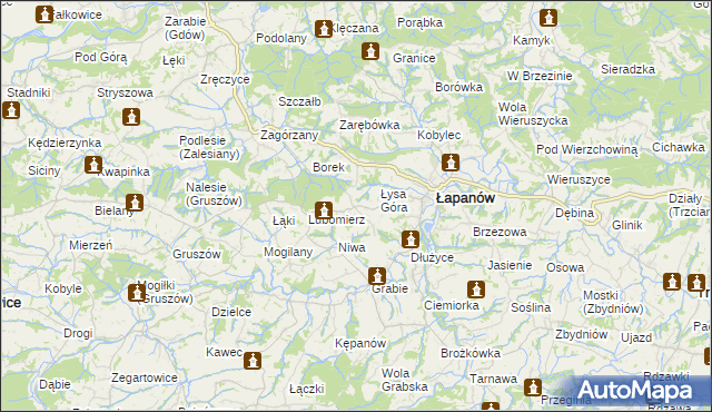 mapa Wolica gmina Łapanów, Wolica gmina Łapanów na mapie Targeo