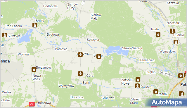 mapa Wolica gmina Łubnice, Wolica gmina Łubnice na mapie Targeo