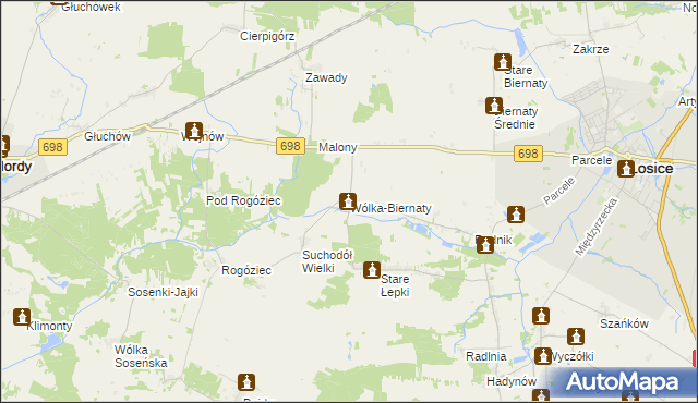 mapa Wólka-Biernaty, Wólka-Biernaty na mapie Targeo