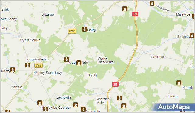 mapa Wólka Biszewska, Wólka Biszewska na mapie Targeo