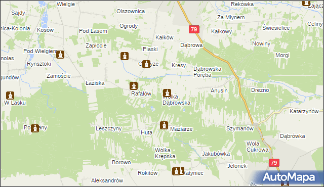 mapa Wólka Dąbrowska, Wólka Dąbrowska na mapie Targeo