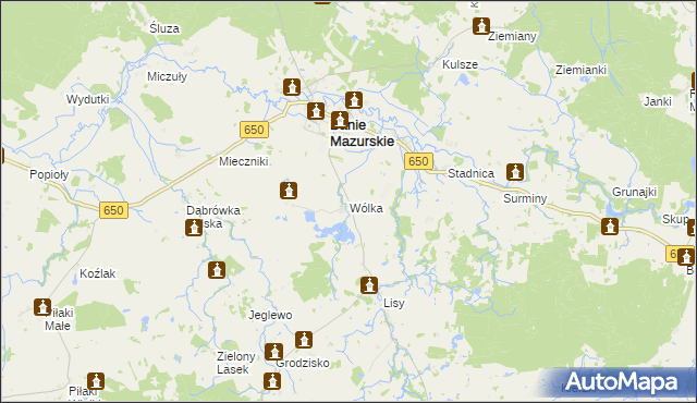 mapa Wólka gmina Banie Mazurskie, Wólka gmina Banie Mazurskie na mapie Targeo