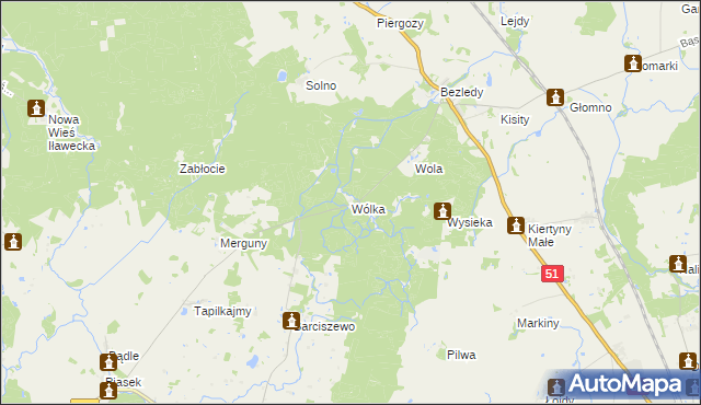 mapa Wólka gmina Bartoszyce, Wólka gmina Bartoszyce na mapie Targeo