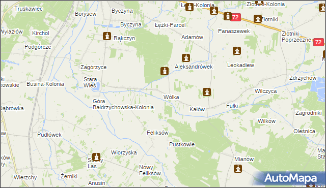 mapa Wólka gmina Poddębice, Wólka gmina Poddębice na mapie Targeo