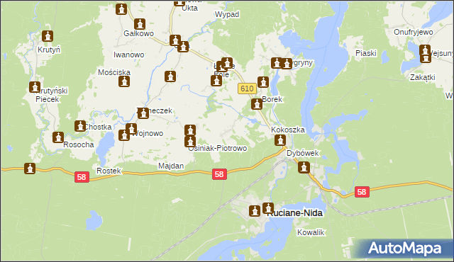 mapa Wólka gmina Ruciane-Nida, Wólka gmina Ruciane-Nida na mapie Targeo