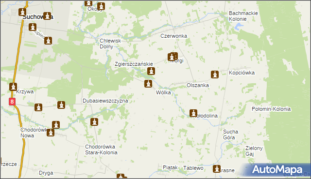 mapa Wólka gmina Suchowola, Wólka gmina Suchowola na mapie Targeo