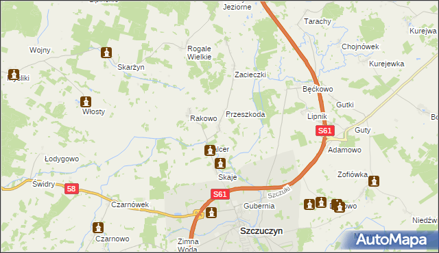 mapa Wólka gmina Szczuczyn, Wólka gmina Szczuczyn na mapie Targeo