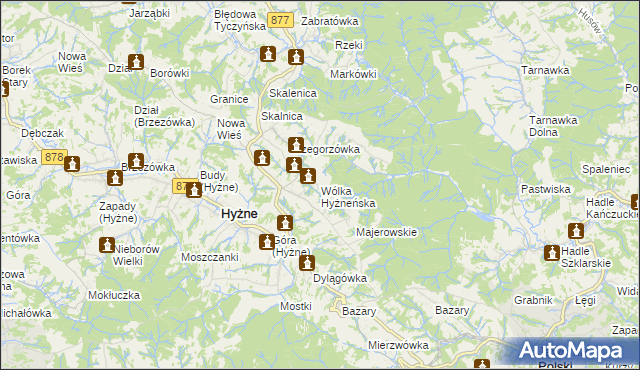 mapa Wólka Hyżneńska, Wólka Hyżneńska na mapie Targeo