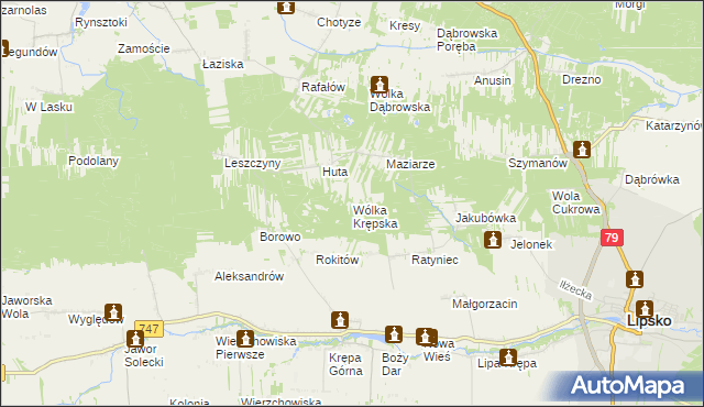 mapa Wólka Krępska, Wólka Krępska na mapie Targeo