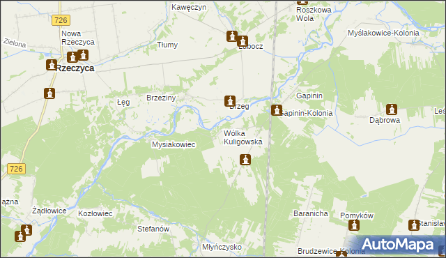 mapa Wólka Kuligowska, Wólka Kuligowska na mapie Targeo