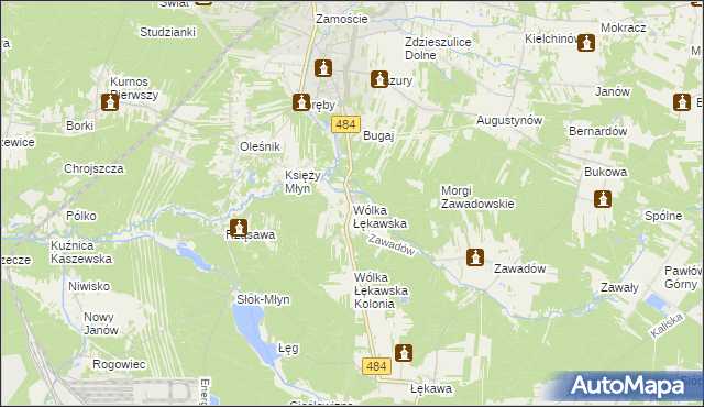 mapa Wólka Łękawska, Wólka Łękawska na mapie Targeo