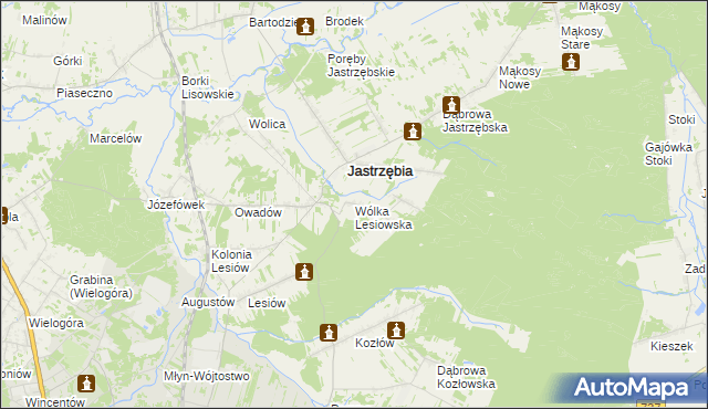 mapa Wólka Lesiowska, Wólka Lesiowska na mapie Targeo