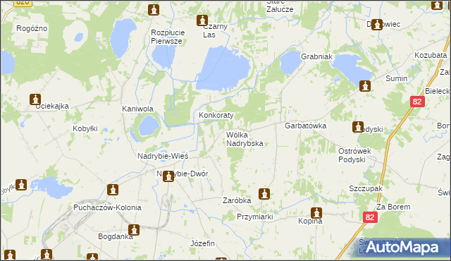 mapa Wólka Nadrybska, Wólka Nadrybska na mapie Targeo