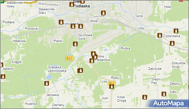 mapa Wólka Plebańska gmina Biała Podlaska, Wólka Plebańska gmina Biała Podlaska na mapie Targeo