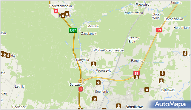 mapa Wólka Poduchowna, Wólka Poduchowna na mapie Targeo