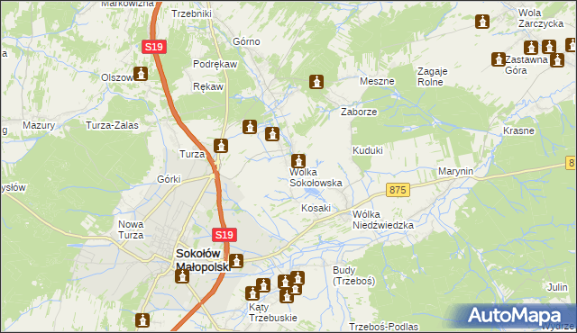 mapa Wólka Sokołowska, Wólka Sokołowska na mapie Targeo