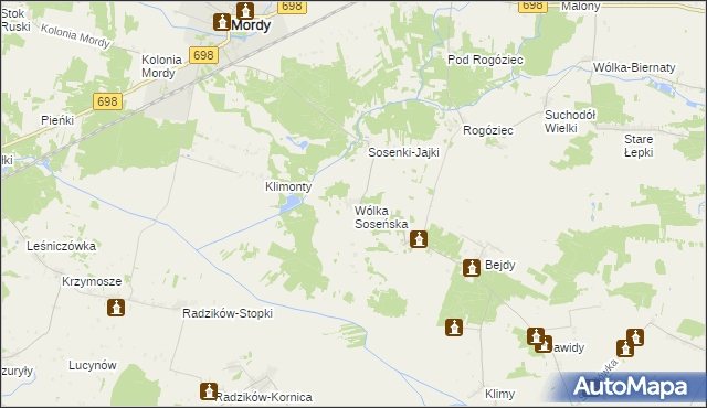 mapa Wólka Soseńska, Wólka Soseńska na mapie Targeo