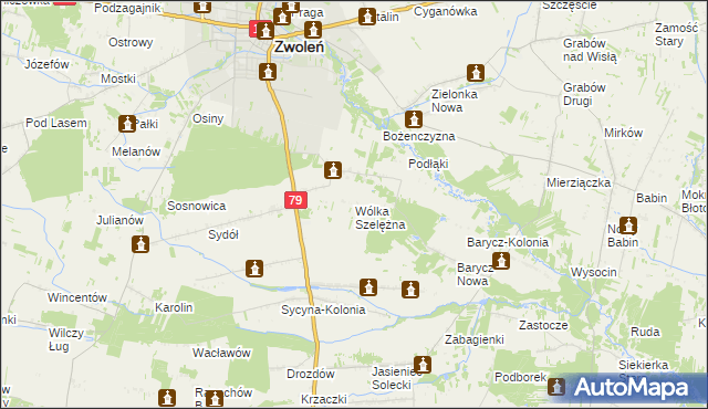 mapa Wólka Szelężna, Wólka Szelężna na mapie Targeo