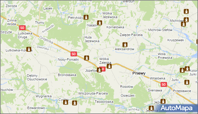 mapa Wólka Załęska gmina Pniewy, Wólka Załęska gmina Pniewy na mapie Targeo