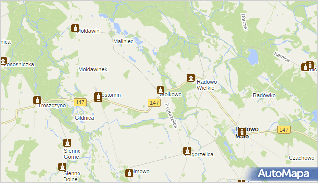 mapa Wołkowo, Wołkowo na mapie Targeo