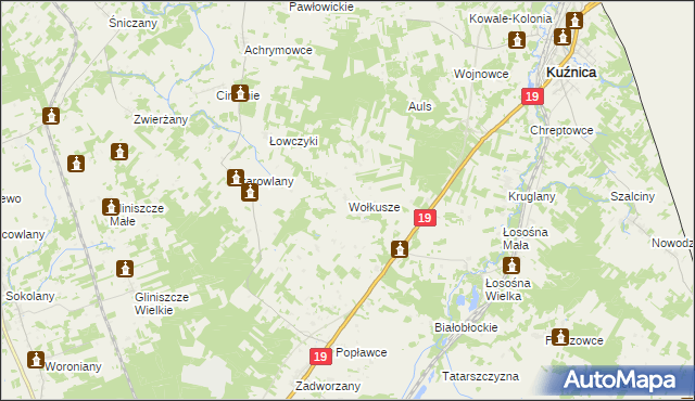 mapa Wołkusze, Wołkusze na mapie Targeo